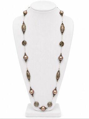 ANTONIA ORIGINAL Designs Long Bronze Pearl Statement Necklace 💥🆕💥
